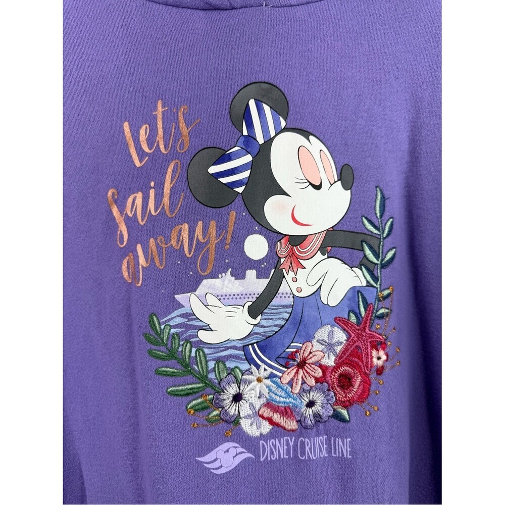 Disney cruise line sweater hoodie Purple Minnie Mouse Lace-Up Hoodie letβs sail - Picture 3 of 11